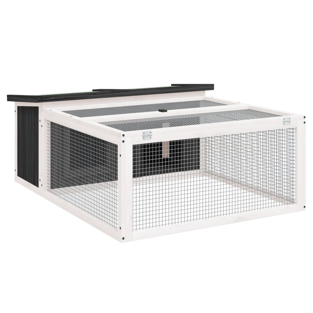 vidaXL Konijnenhok 117,5x97x47,5 cm massief grenenhout mokkakleurig - Aashly