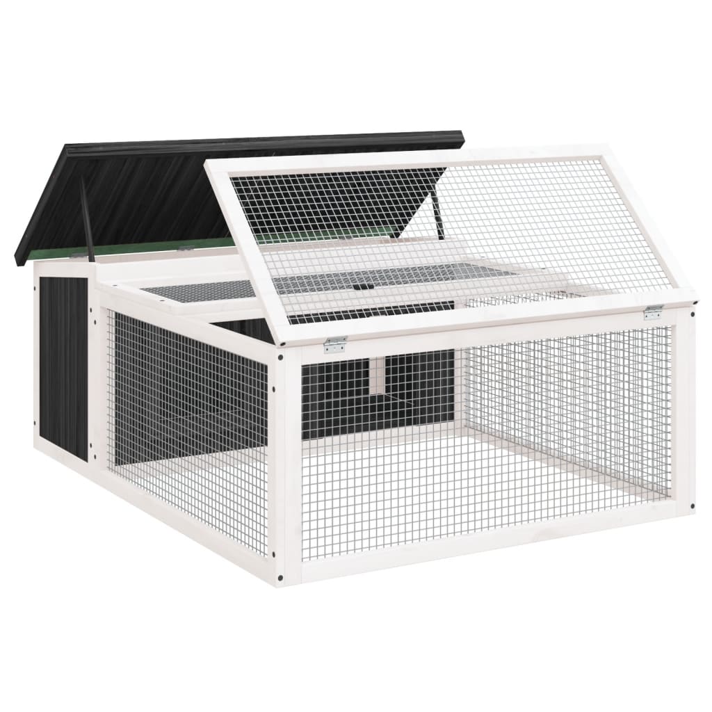 vidaXL Konijnenhok 117,5x97x47,5 cm massief grenenhout mokkakleurig - Aashly