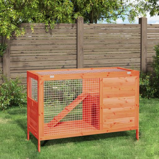 vidaXL Konijnenhok 103x44x69,5 cm massief grenenhout grijs - Aashly