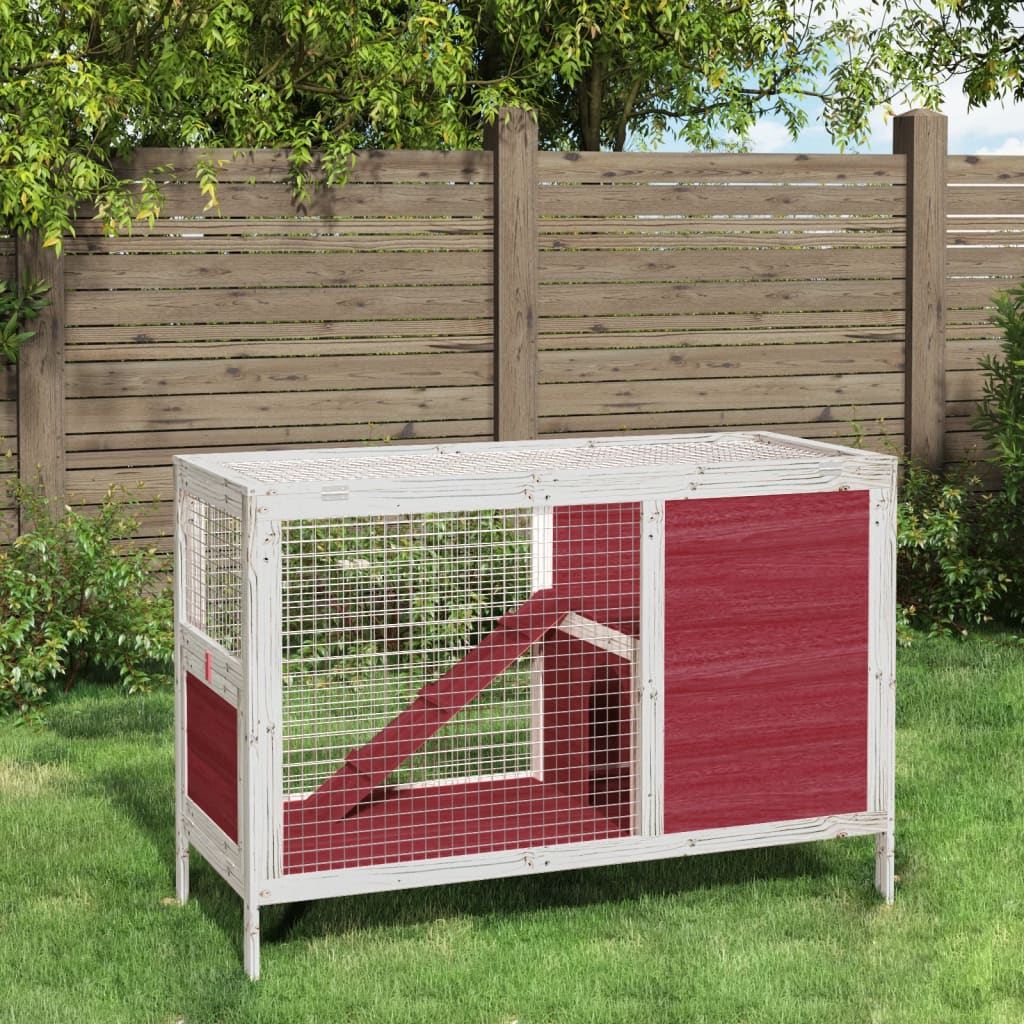 vidaXL Konijnenhok 103x44x69,5 cm massief grenenhout grijs - Aashly