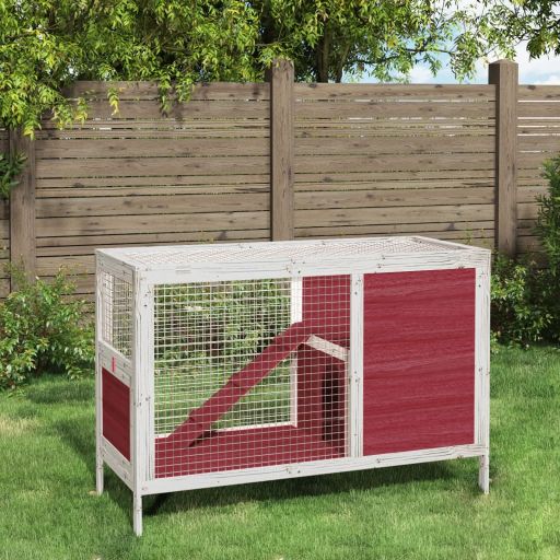 vidaXL Konijnenhok 103x44x69,5 cm massief grenenhout grijs - Aashly