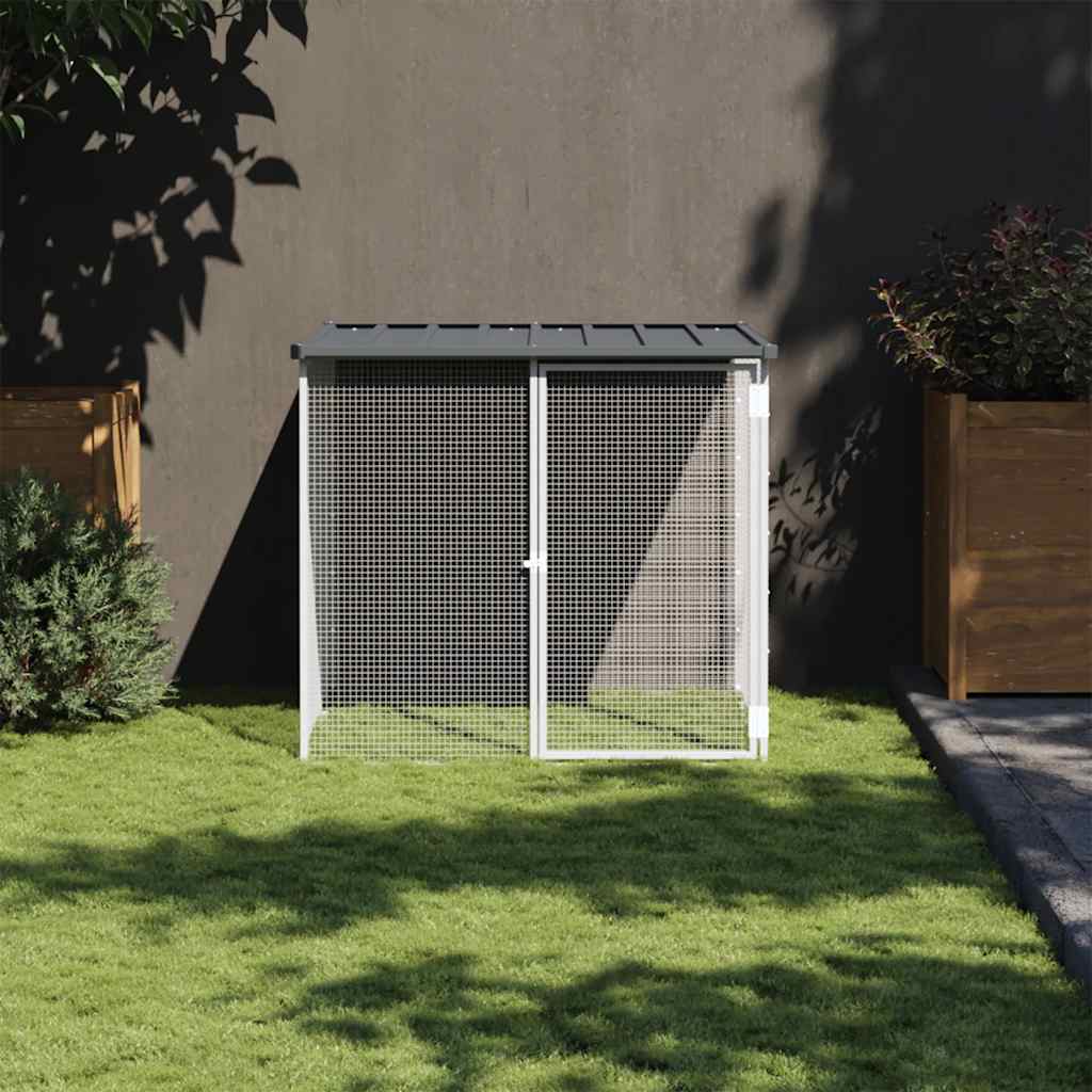 vidaXL Kippenhok met dak 103x98x90 cm gegalvaniseerd staal lichtgrijs - Aashly