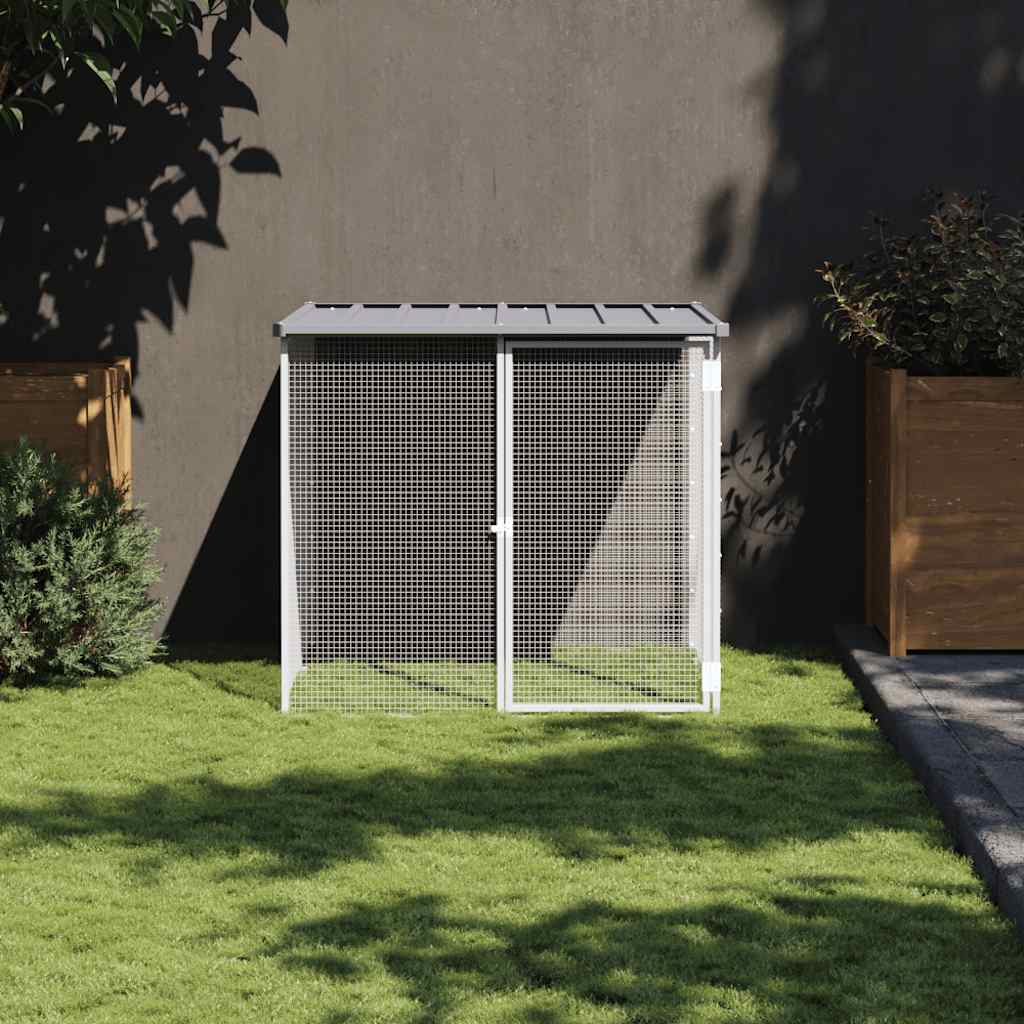 vidaXL Kippenhok met dak 103x98x90 cm gegalvaniseerd staal lichtgrijs - Aashly