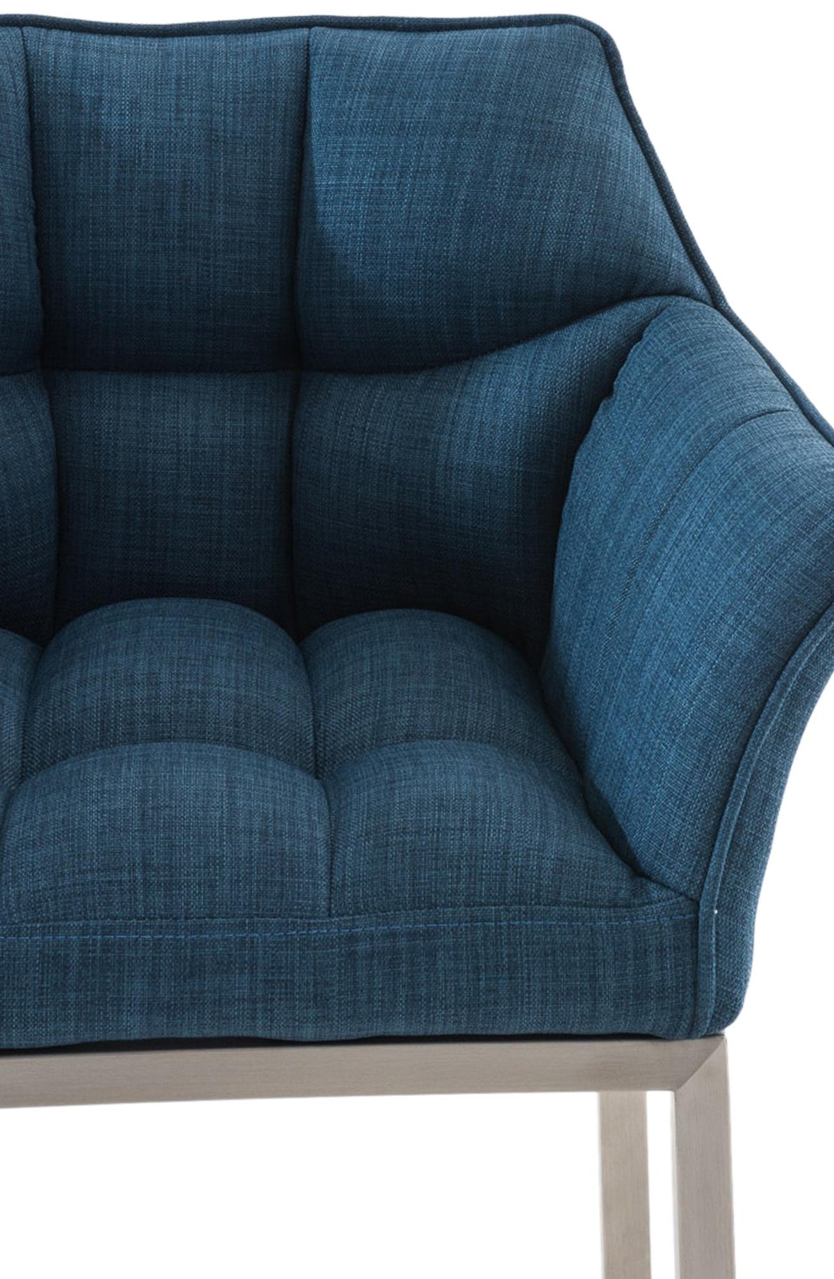 Barkruk Damaso met 4 poten stof blauw,roestvrij staal blau