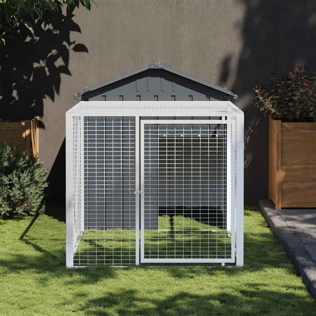 vidaXL Kippenhok met ren 117x813x123 cm staal lichtgrijs - Aashly