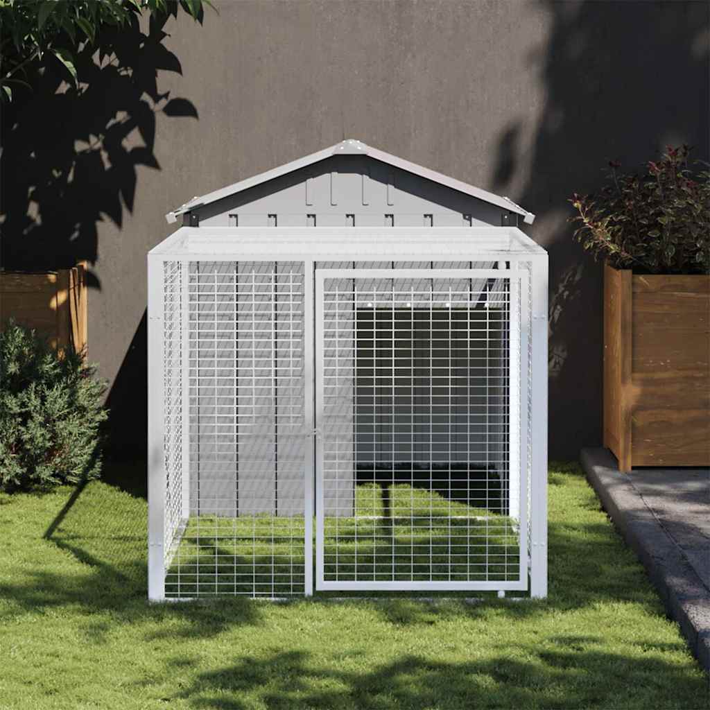 vidaXL Kippenhok met ren 117x813x123 cm staal lichtgrijs - Aashly