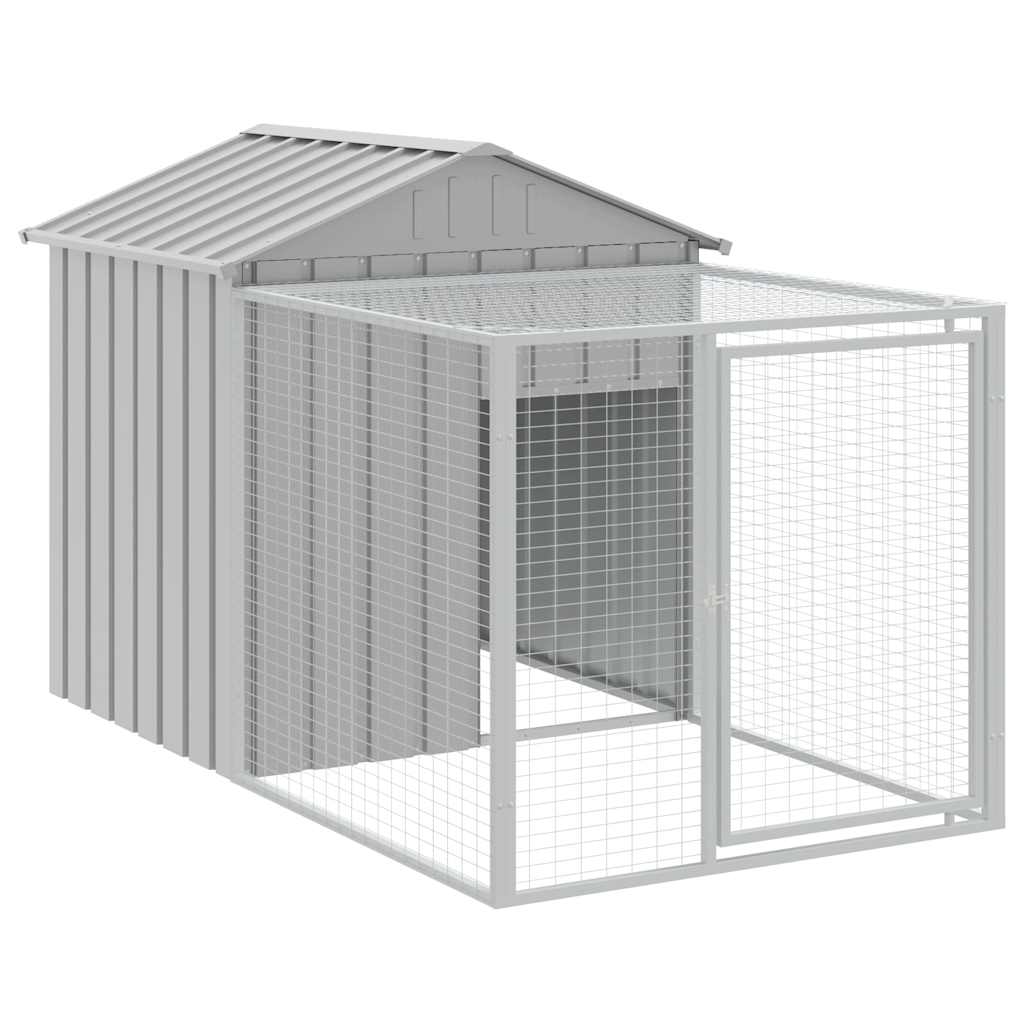 vidaXL Kippenhok met ren 117x813x123 cm staal lichtgrijs - Aashly