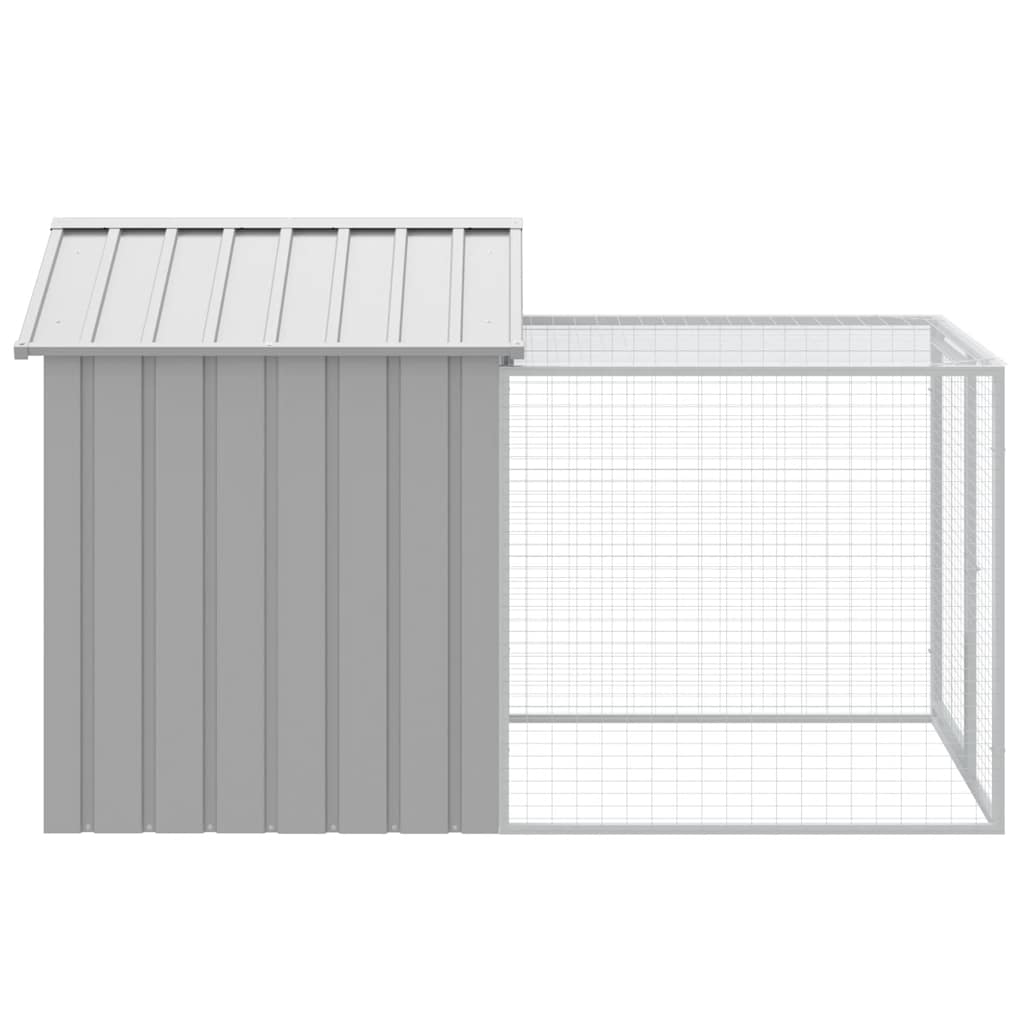 vidaXL Kippenhok met ren 117x813x123 cm staal lichtgrijs - Aashly