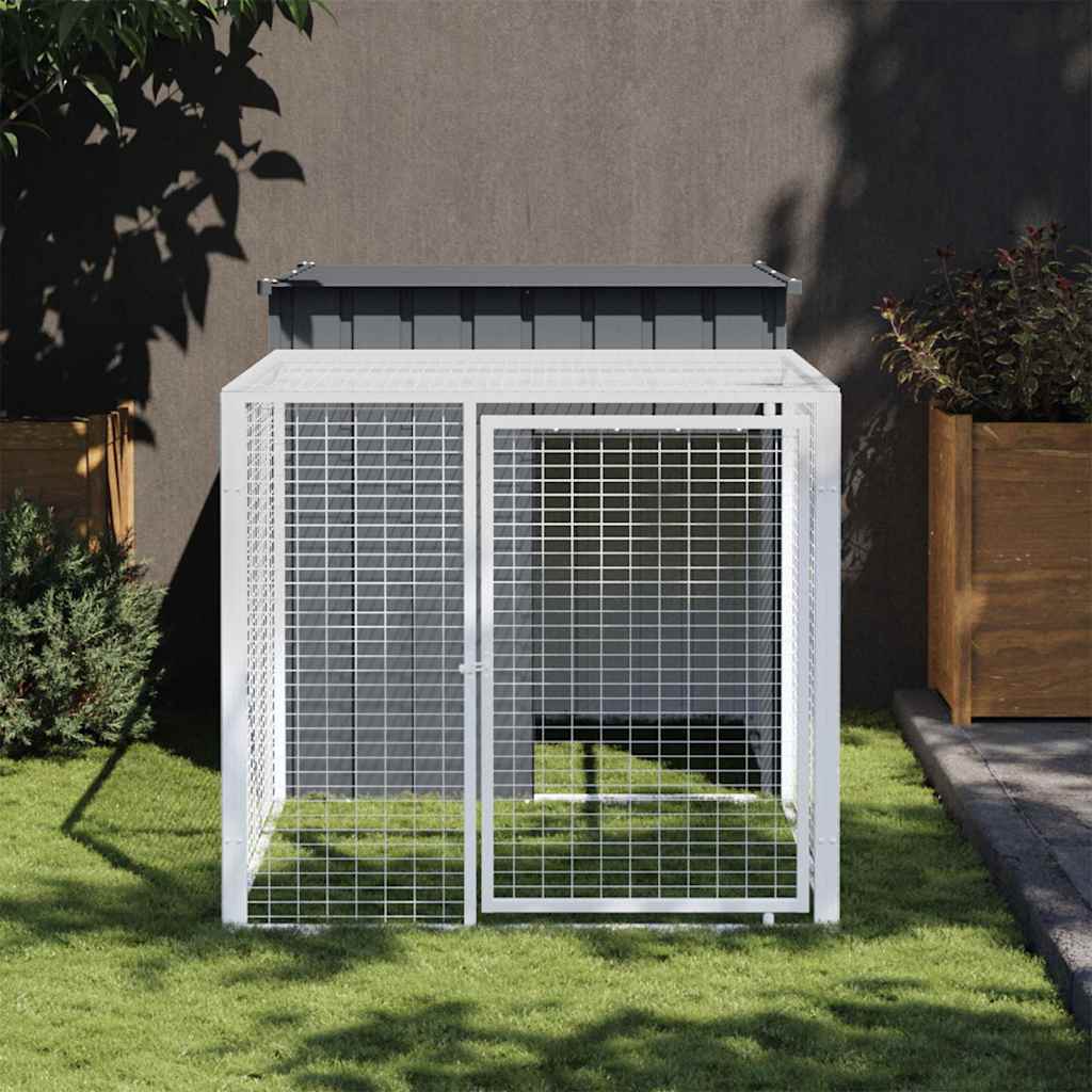 vidaXL Kippenhok met ren 110x201x110 cm gegalvaniseerd staal antraciet - Aashly