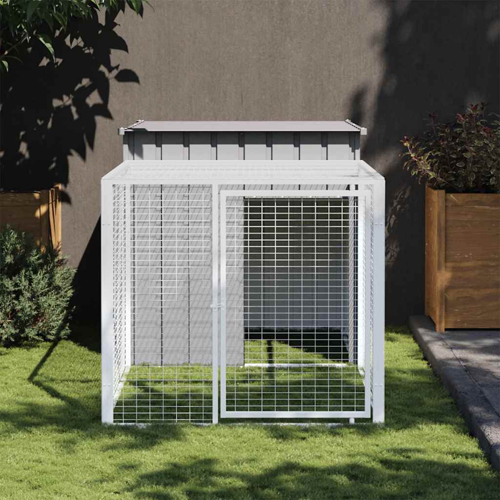 vidaXL Kippenhok met ren 110x201x110 cm gegalvaniseerd staal antraciet - Aashly