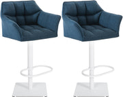 Set van 2 barkrukken Damaso stof wit,blauw blau