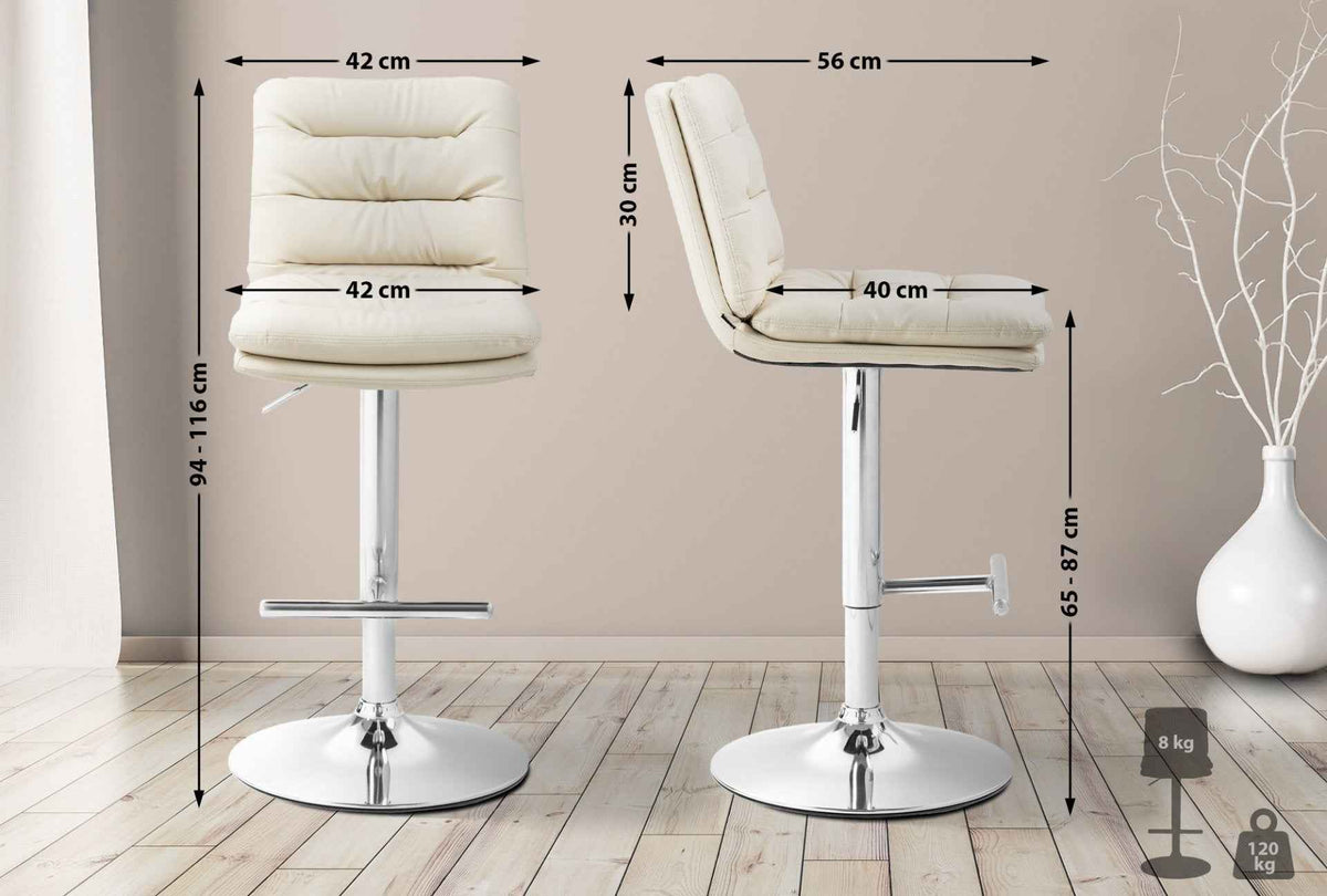 Barkruk Damar kunstleer creme,chroom creme