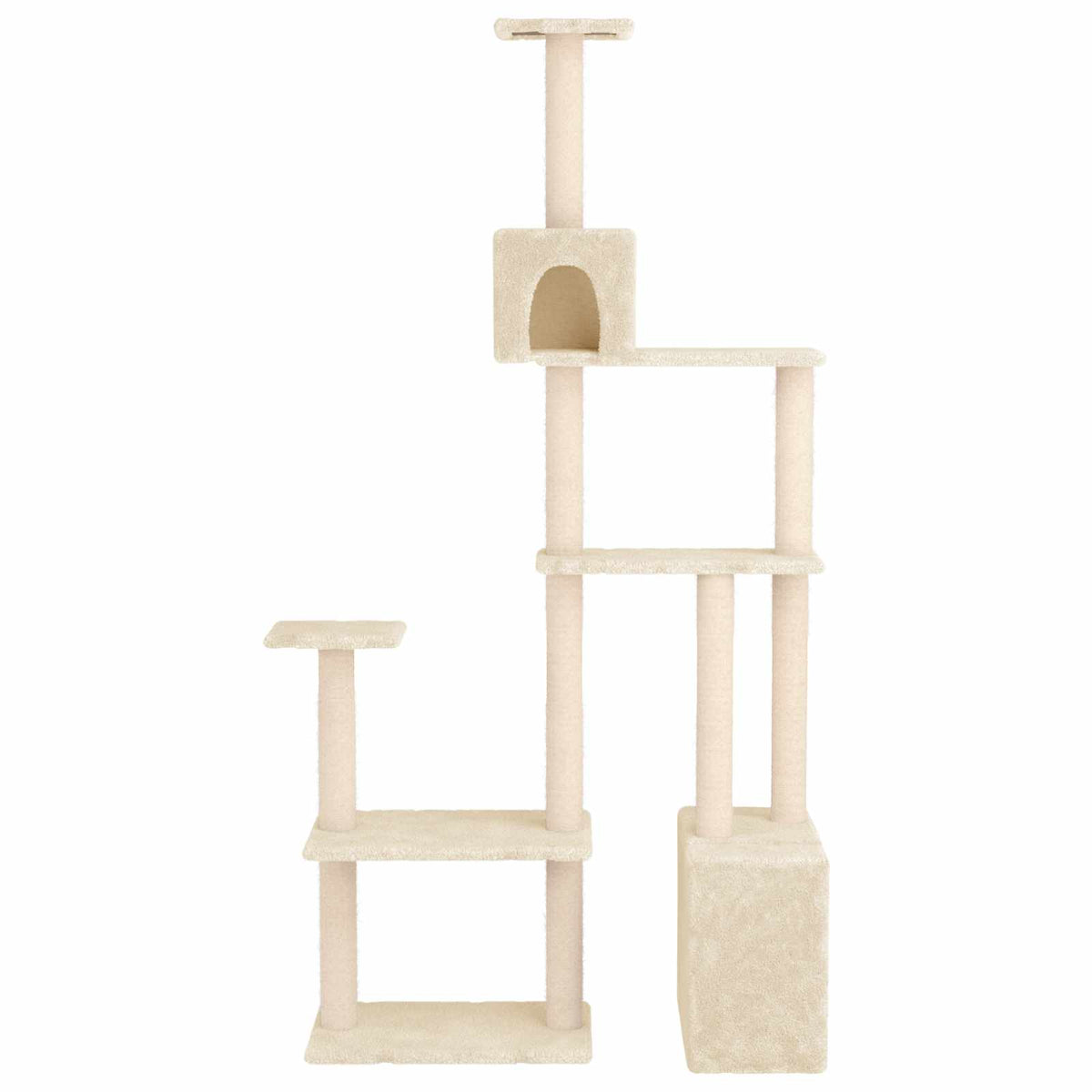 vidaXL Kattenboom met sisal krabpalen Crèmekleurig 177,5 cm
