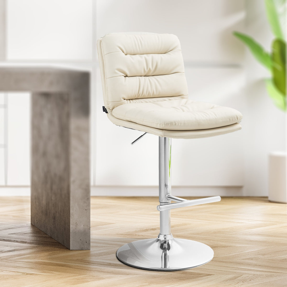 Set van 2 barkrukken Damar kunstleer creme,chroom creme