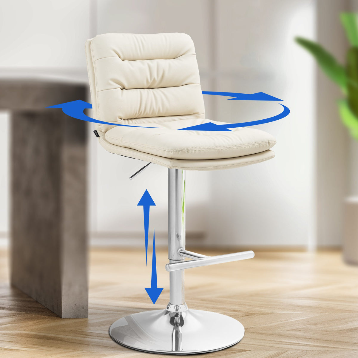 Set van 2 barkrukken Damar kunstleer creme,chroom creme