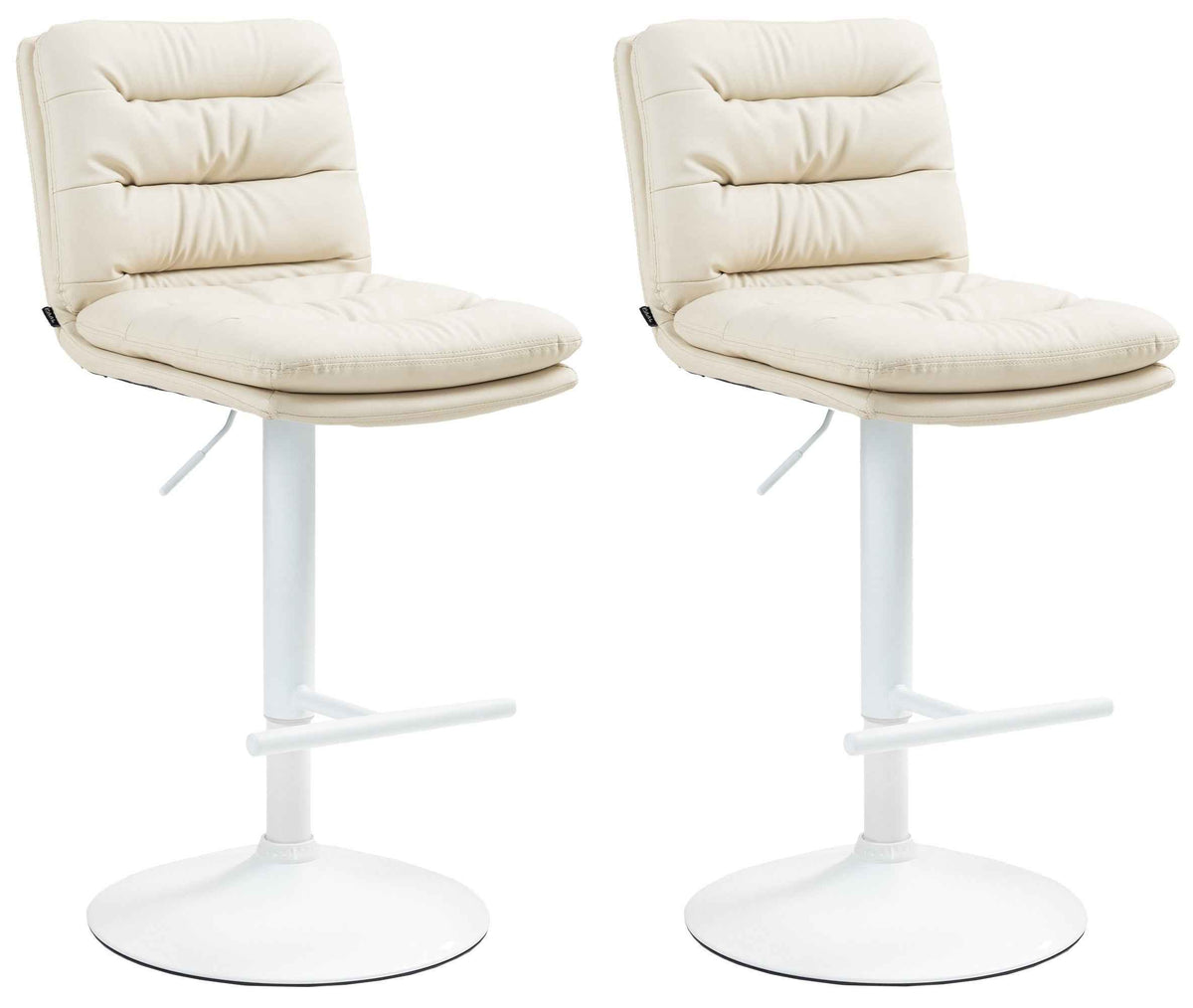 Set van 2 barkrukken Damar kunstleer creme,wit creme