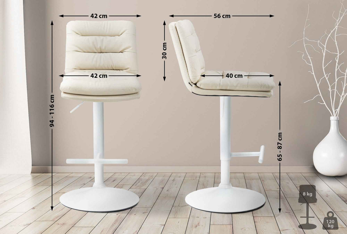 Set van 2 barkrukken Damar kunstleer creme,wit creme