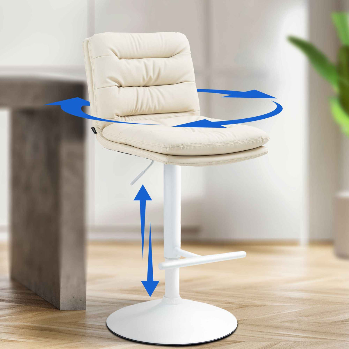 Set van 2 barkrukken Damar kunstleer creme,wit creme