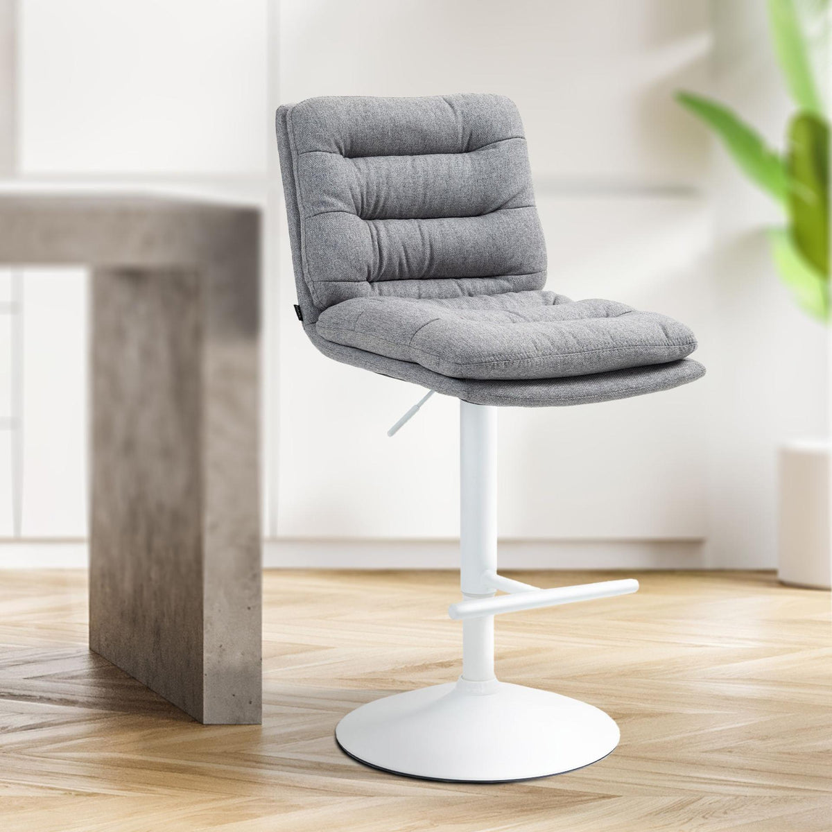 Set van 2 barkrukken Damar stof grijs,wit grau