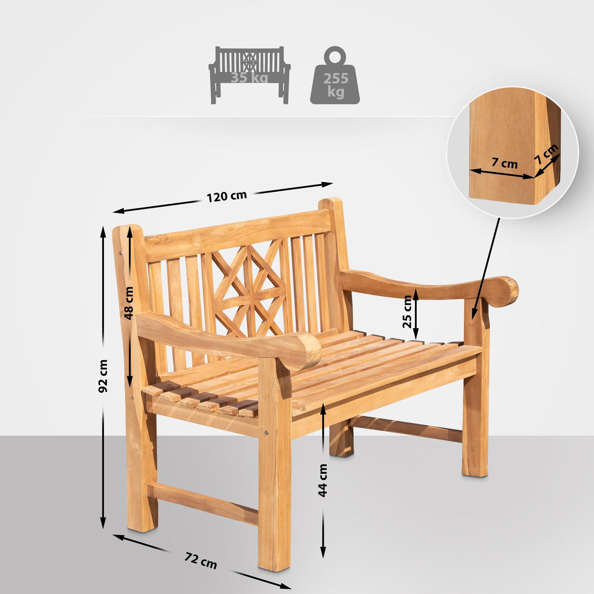 Teakbank Florida teak,120 cm teak