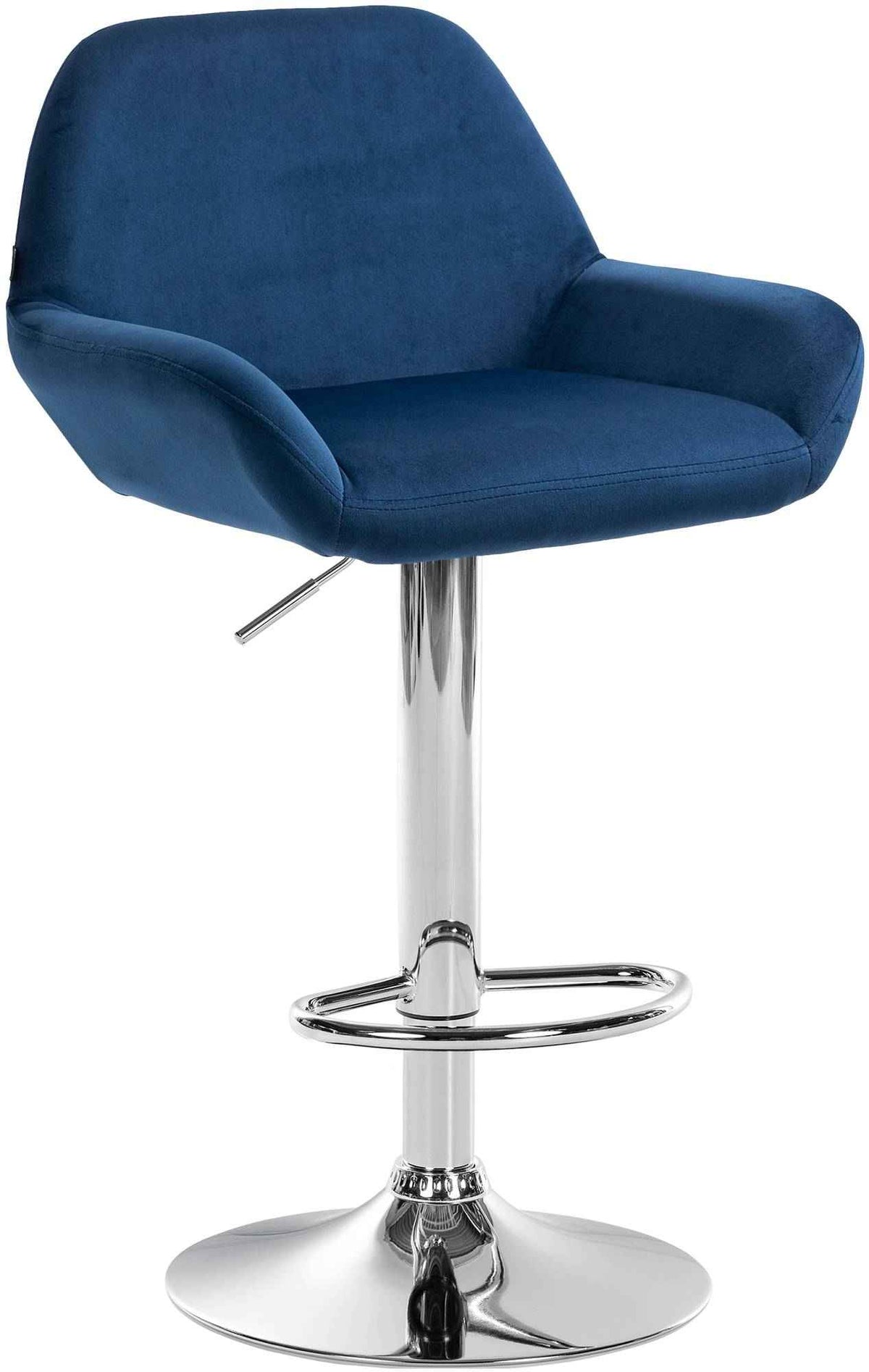 Barkruk Braga fluweel blauw,chroom blau