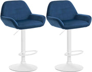 Set van 2 barkrukken Braga fluweel blauw,Metaal mat wit blau