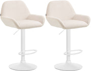 Set van 2 barkrukken Braga fluweel creme,Metaal mat wit creme