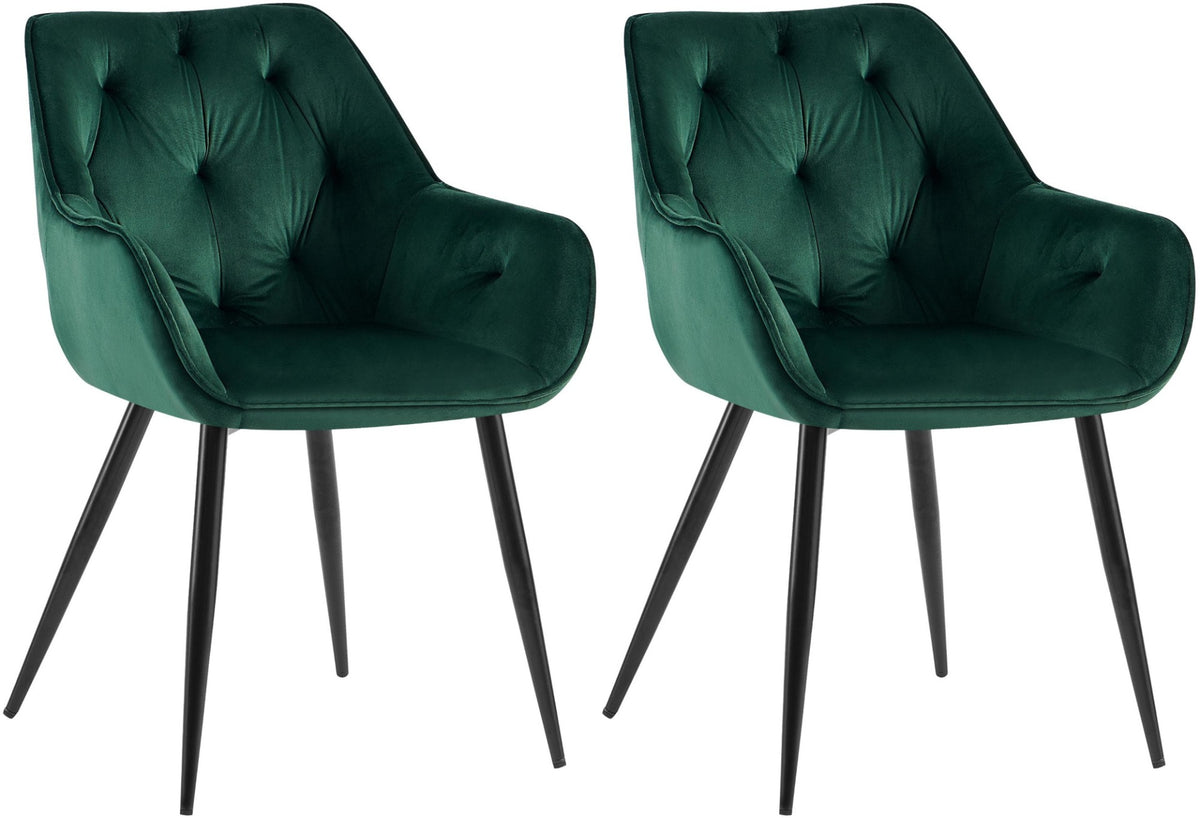Set van 2 Eetkamerstoelen Cassis Fluweel groen,Fluweel grün