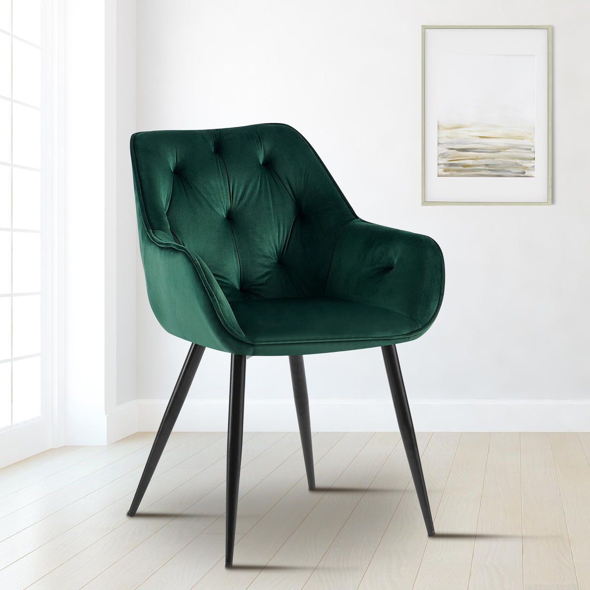 Set van 2 Eetkamerstoelen Cassis Fluweel groen,Fluweel grün