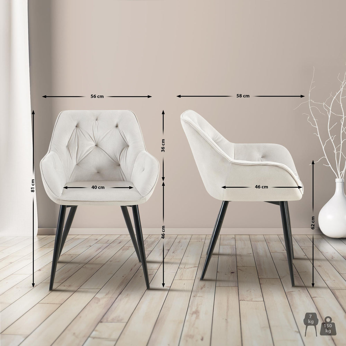 Set van 2 Eetkamerstoelen Cassis Fluweel licht grijs,Fluweel hellgrau