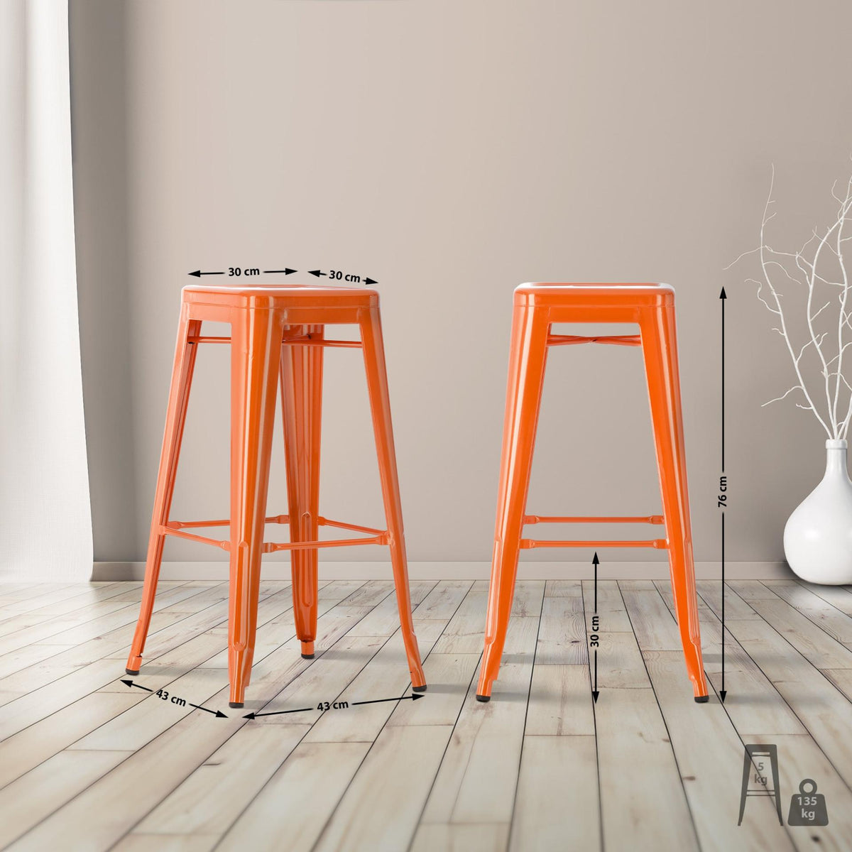 Set van 2 barkrukken Joshua oranje orange