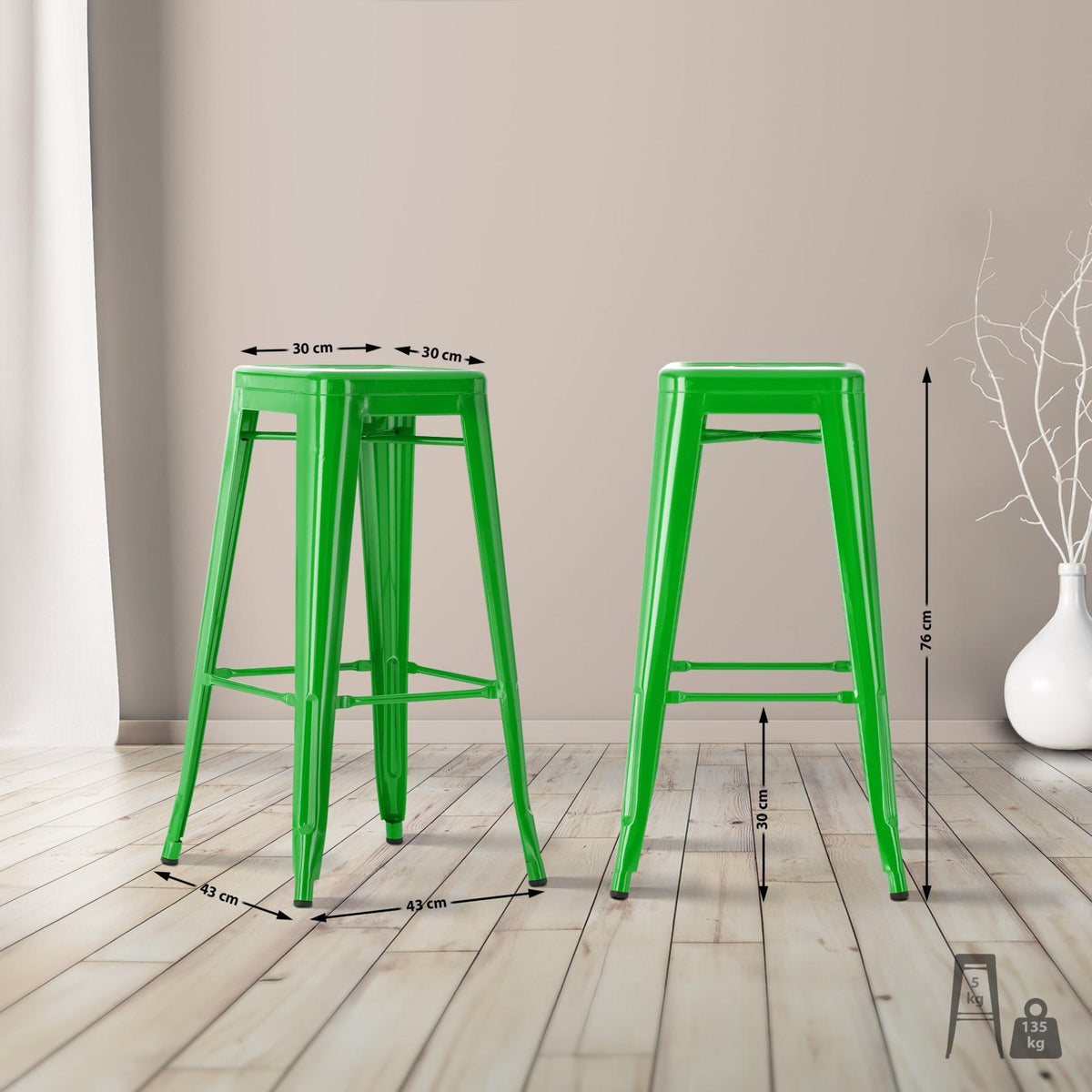 Set van 4 barkrukken Joshua groen grün