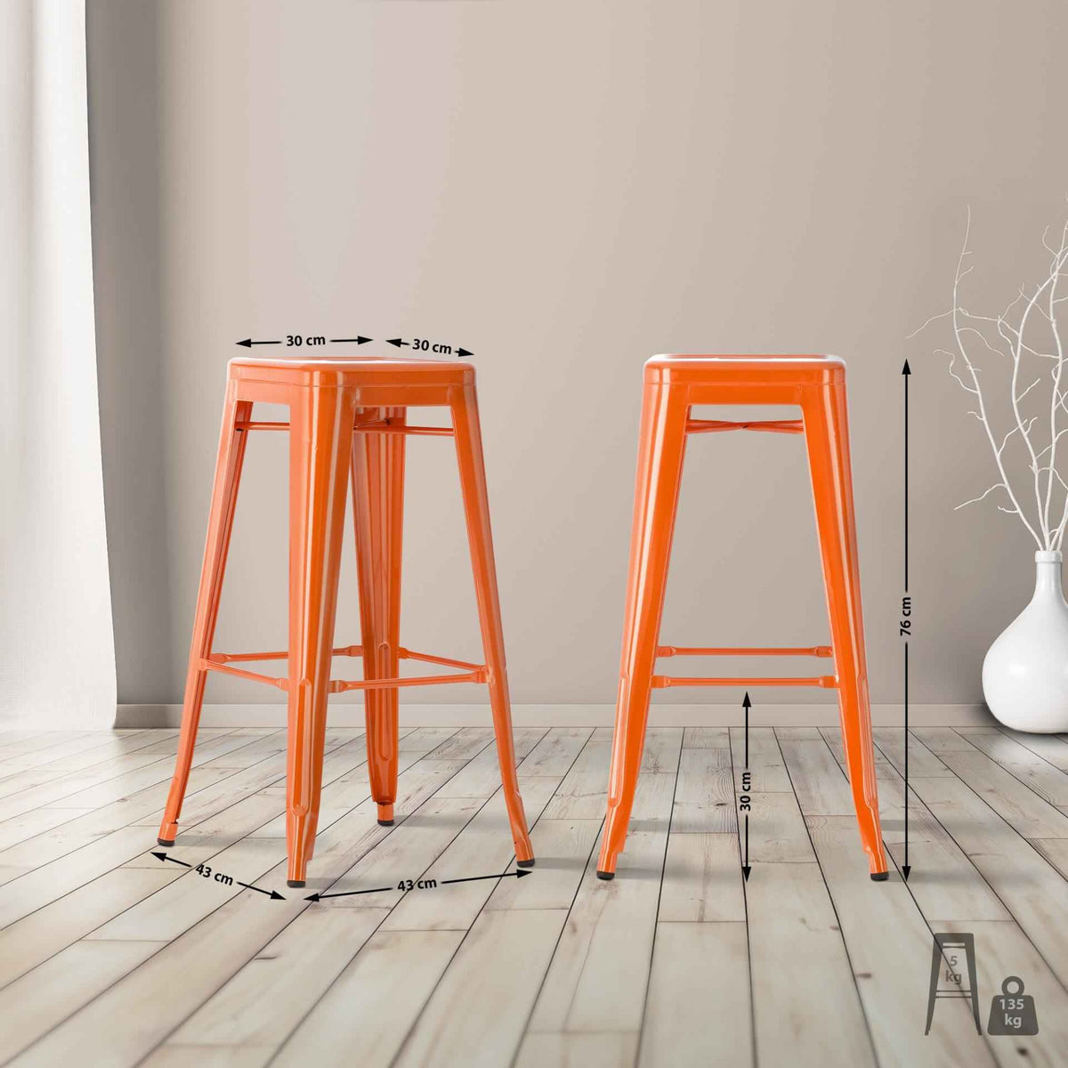 Set van 4 barkrukken Joshua oranje orange