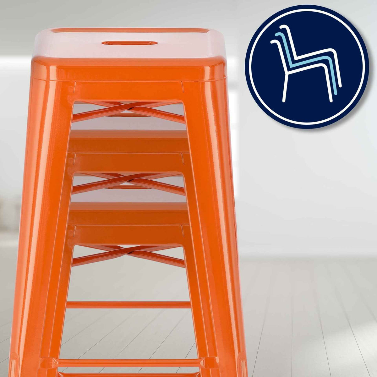 Set van 4 barkrukken Joshua oranje orange