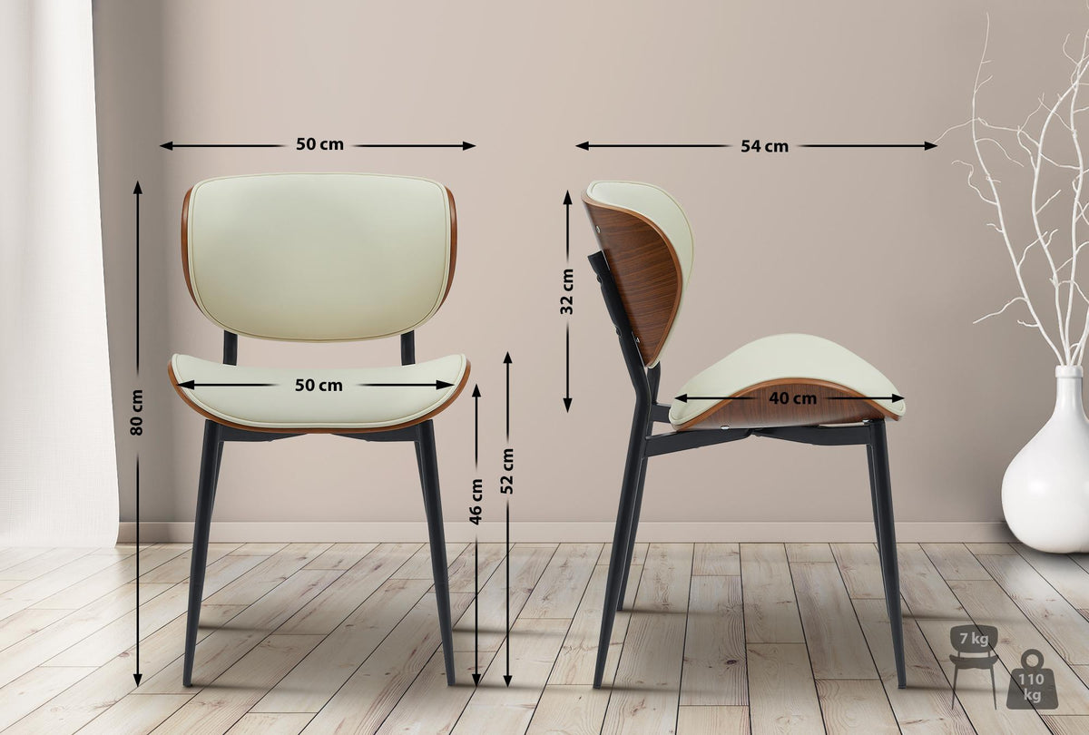 Bezoekersstoel Enid walnoot/creme,Kunstleer walnuss/creme
