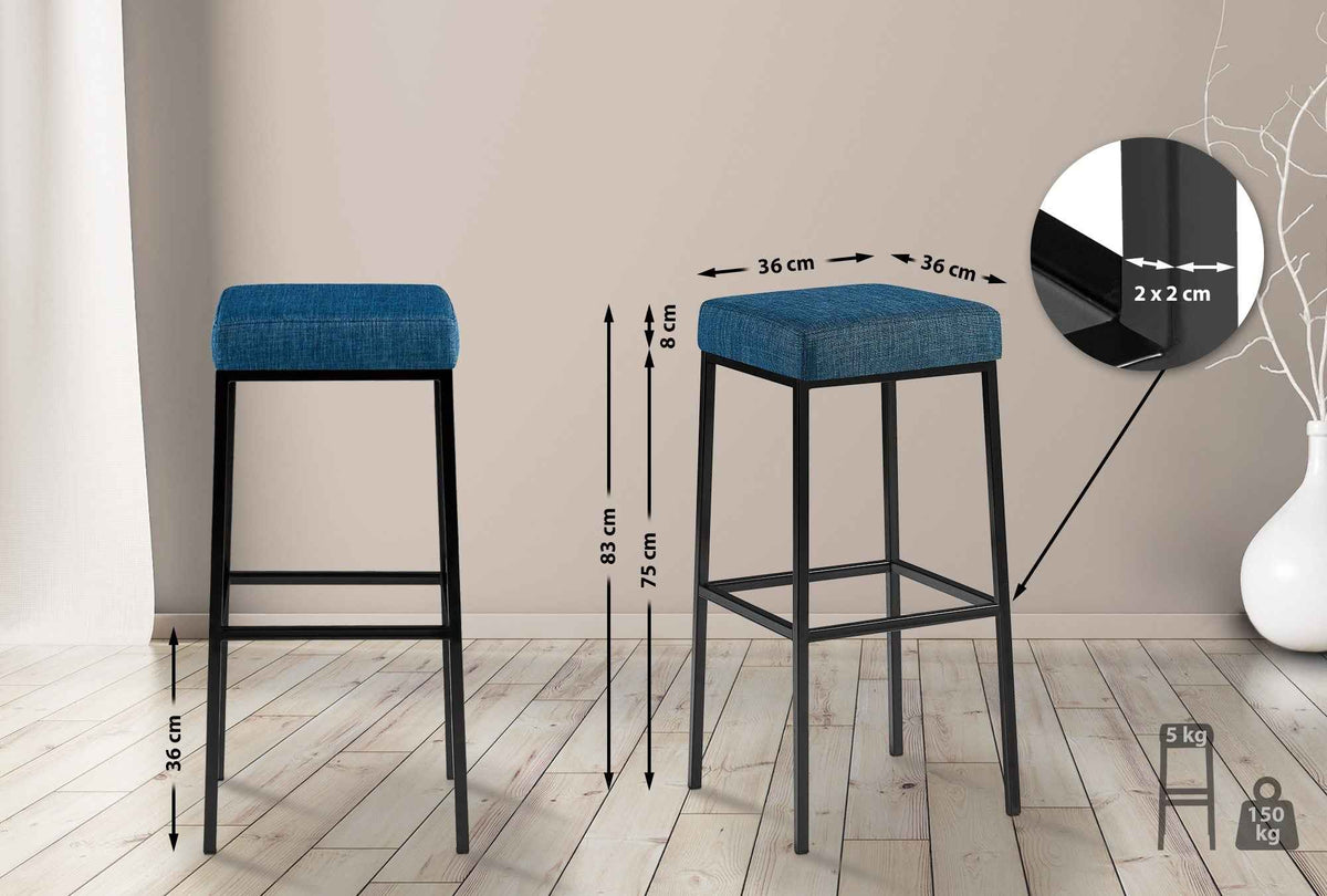 Barkruk Montreal 85 Stof blauw,zwart blau