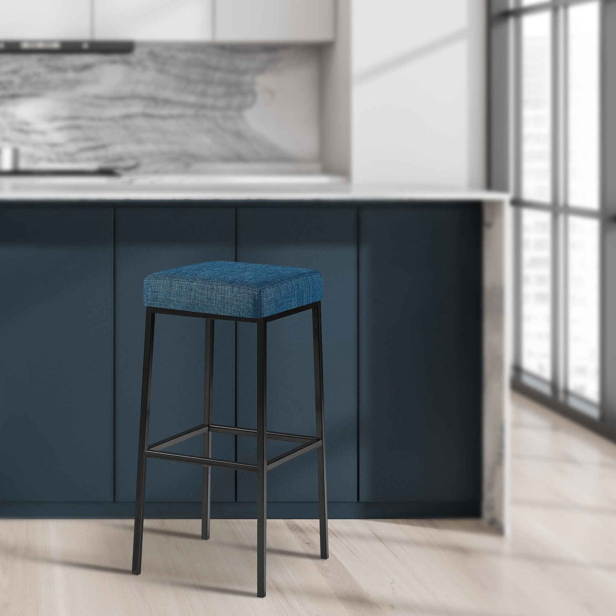 Barkruk Montreal 85 Stof blauw,zwart blau