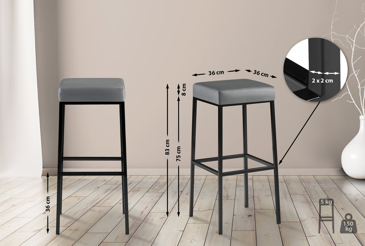 Set van 2 barkrukken Montreal 85 Kunstleer grijs,zwart grau