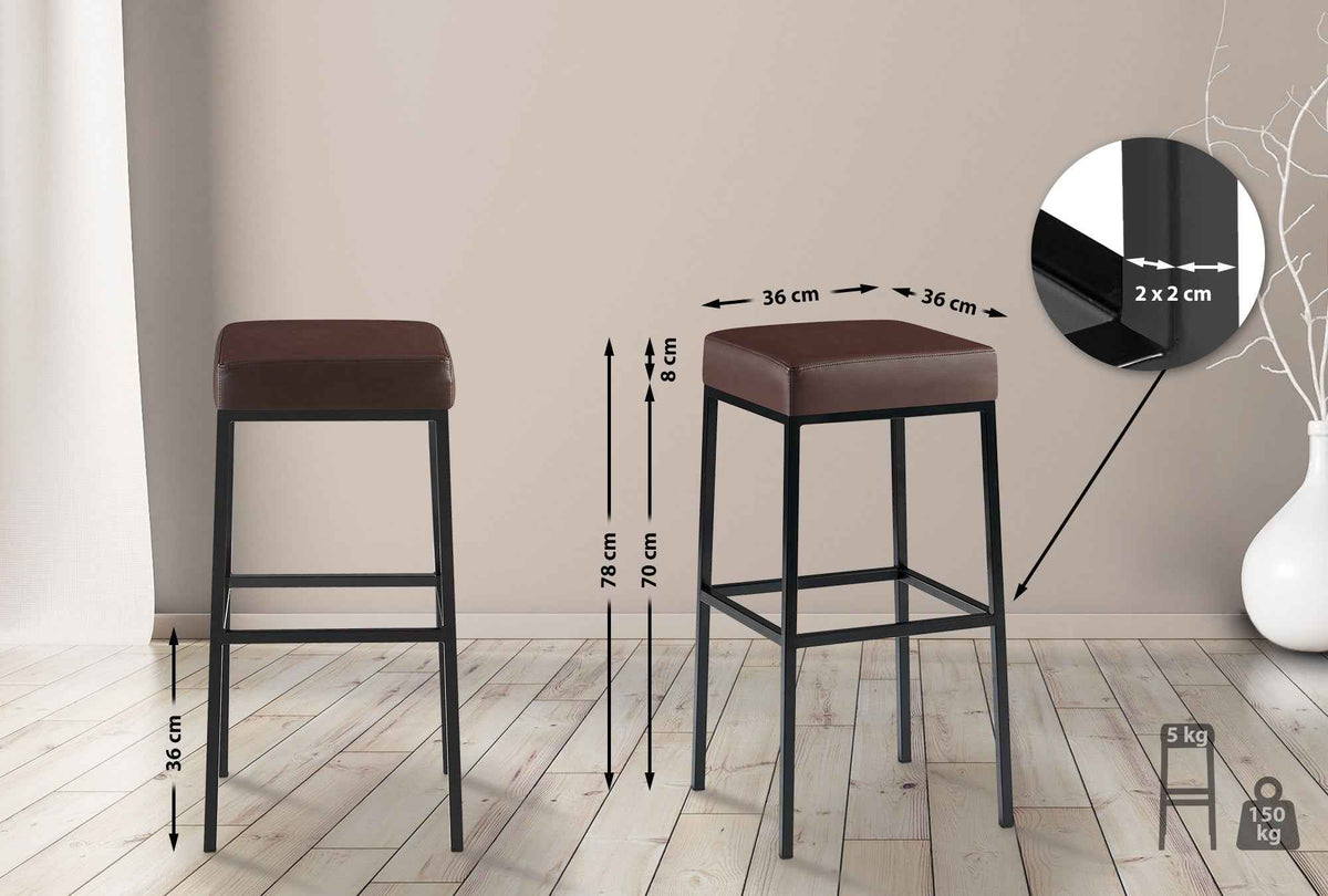 Set van 2 barkrukken Montreal 80 Kunstleer zwart,bruin braun