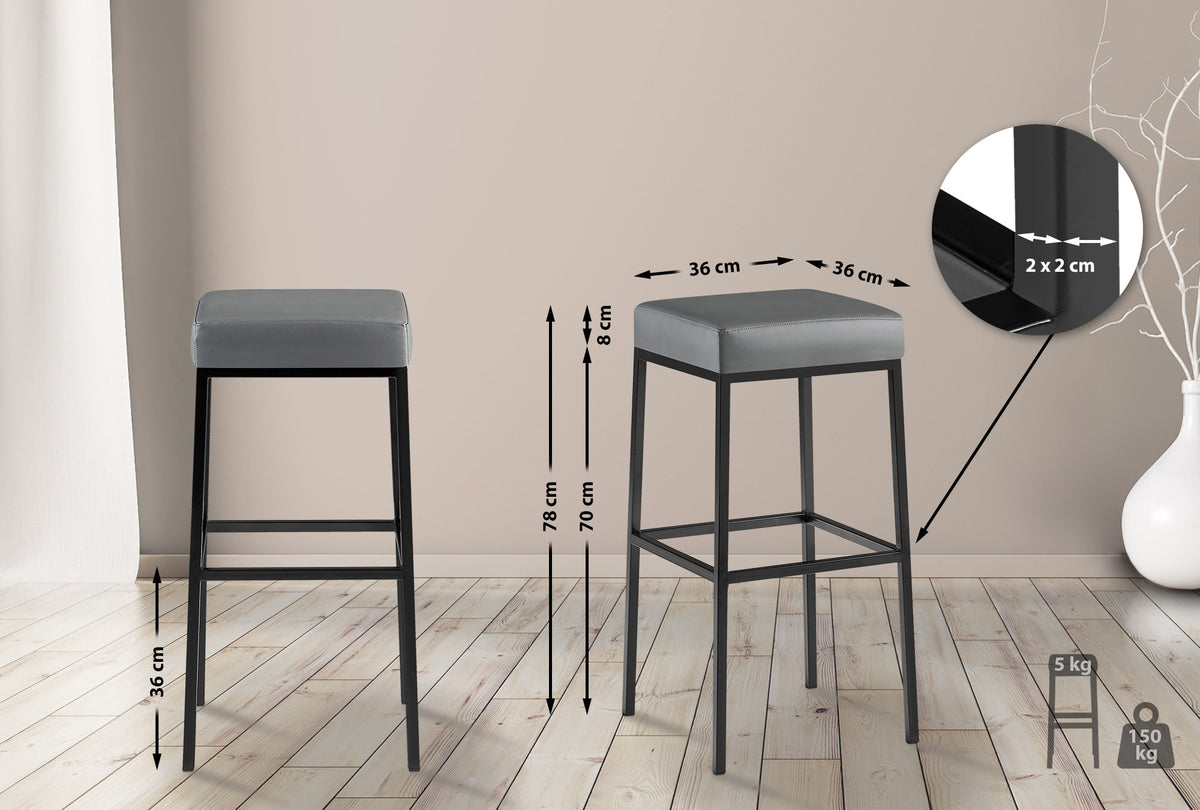 Set van 2 barkrukken Montreal 80 Kunstleer zwart,grijs grau