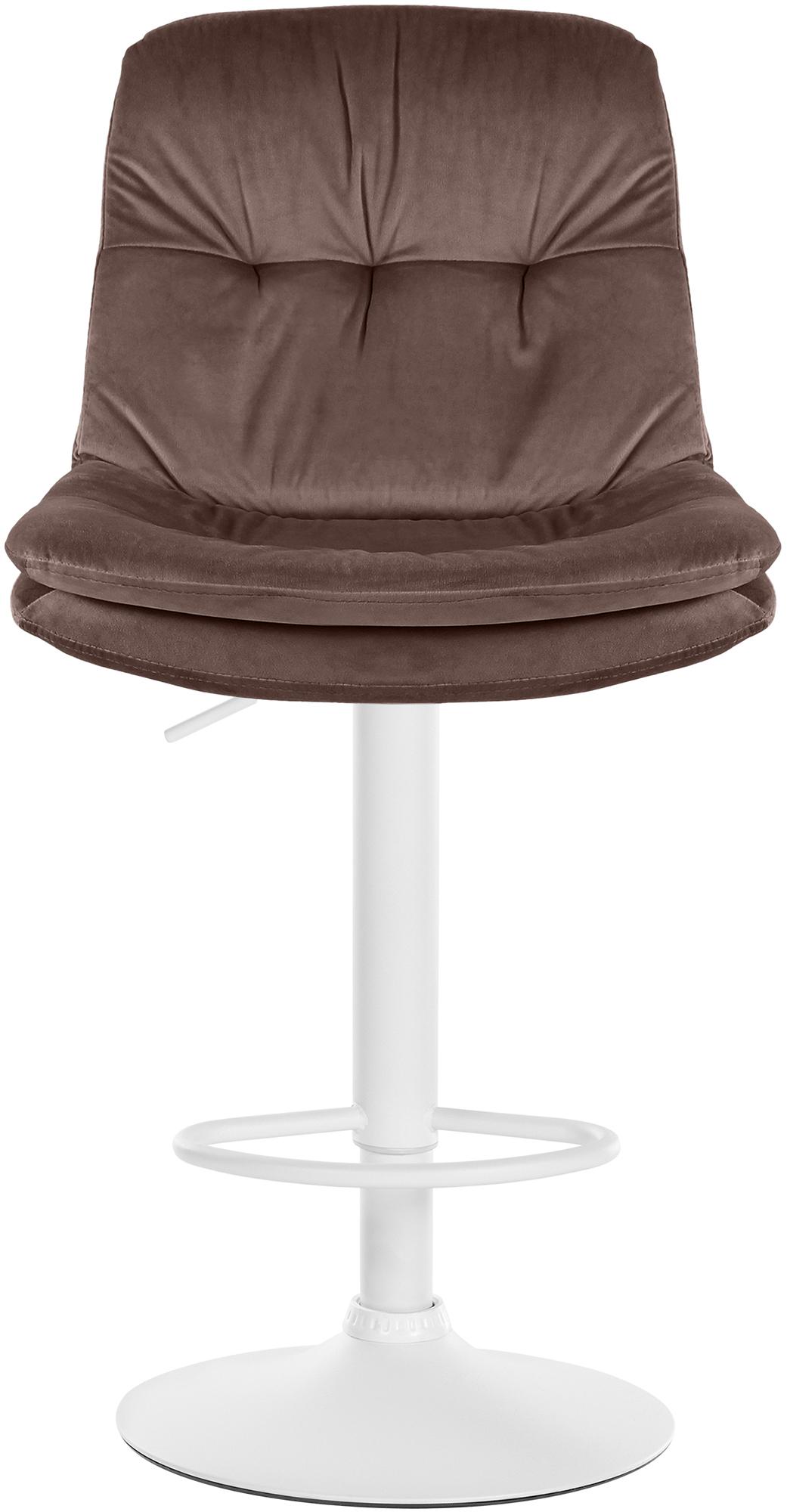 Barkruk Laurel fluweel bruin,Metaal mat wit braun