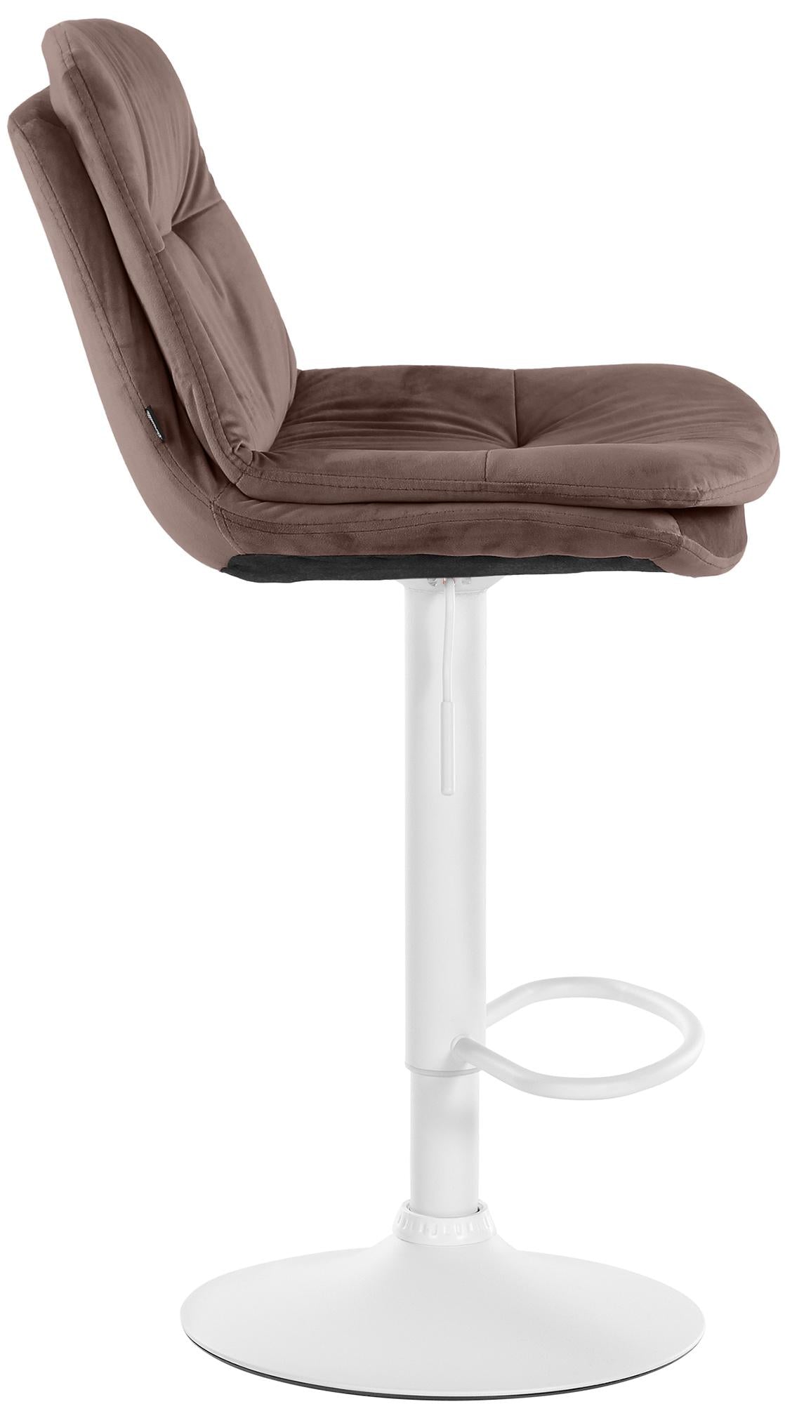 Barkruk Laurel fluweel bruin,Metaal mat wit braun