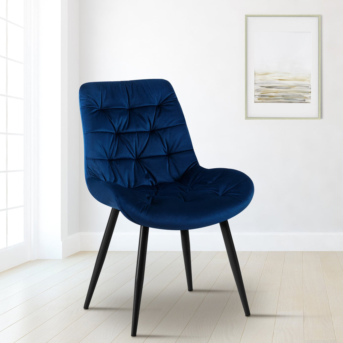 Eetkamerstoel Rossford fluweel donkerblauw dunkelblau
