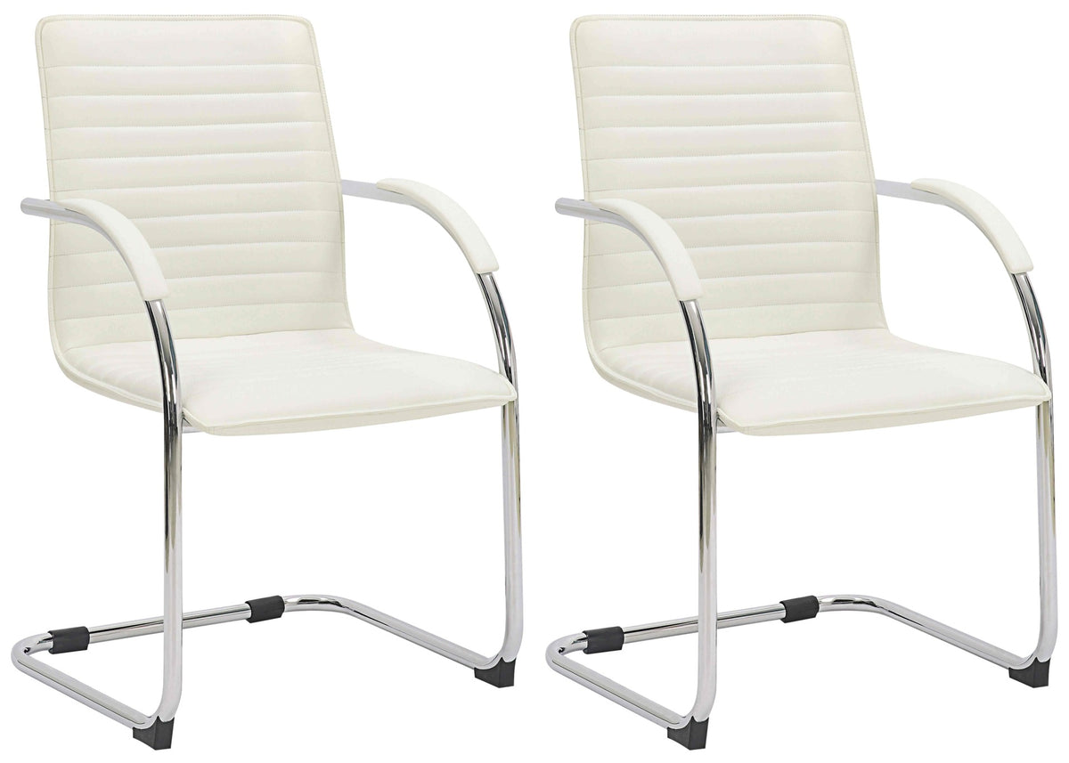 Set van 2 Eetkamerstoelen Tira kunstleer creme creme