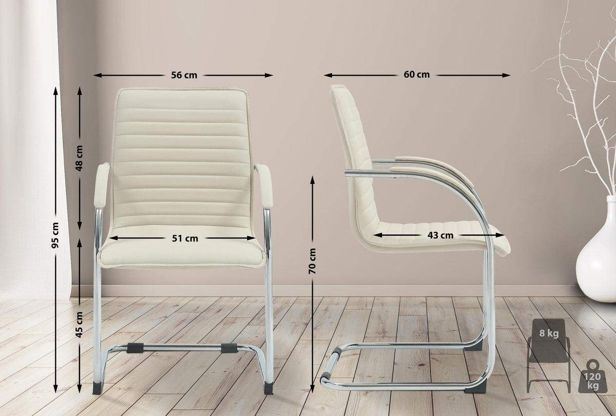 Set van 2 Eetkamerstoelen Tira kunstleer creme creme