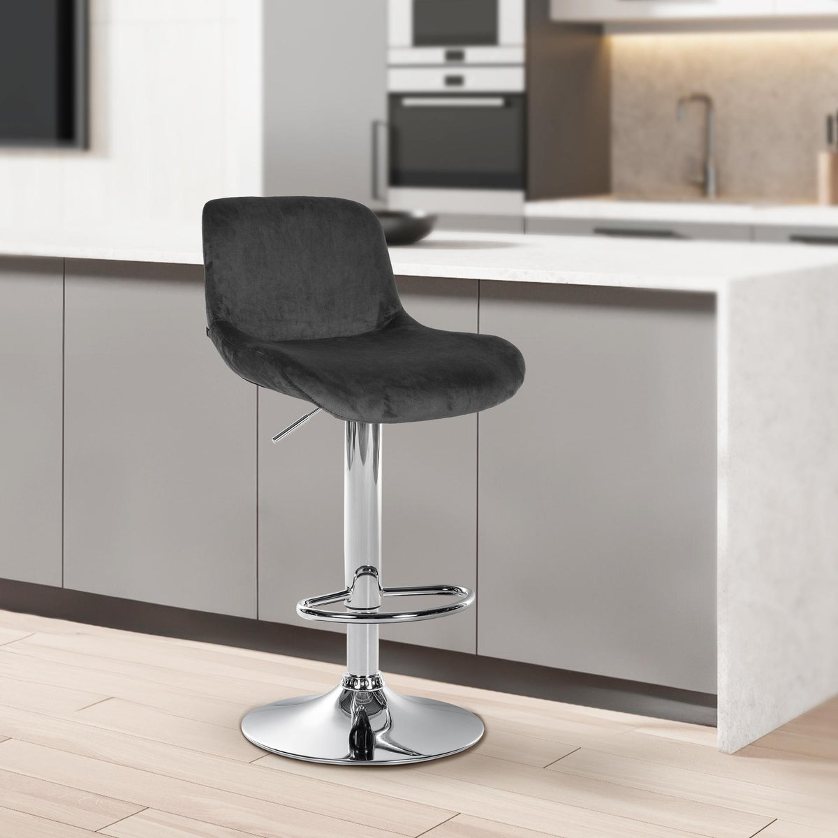 Barkruk Solon chroom frame zwart,Fluweel schwarz