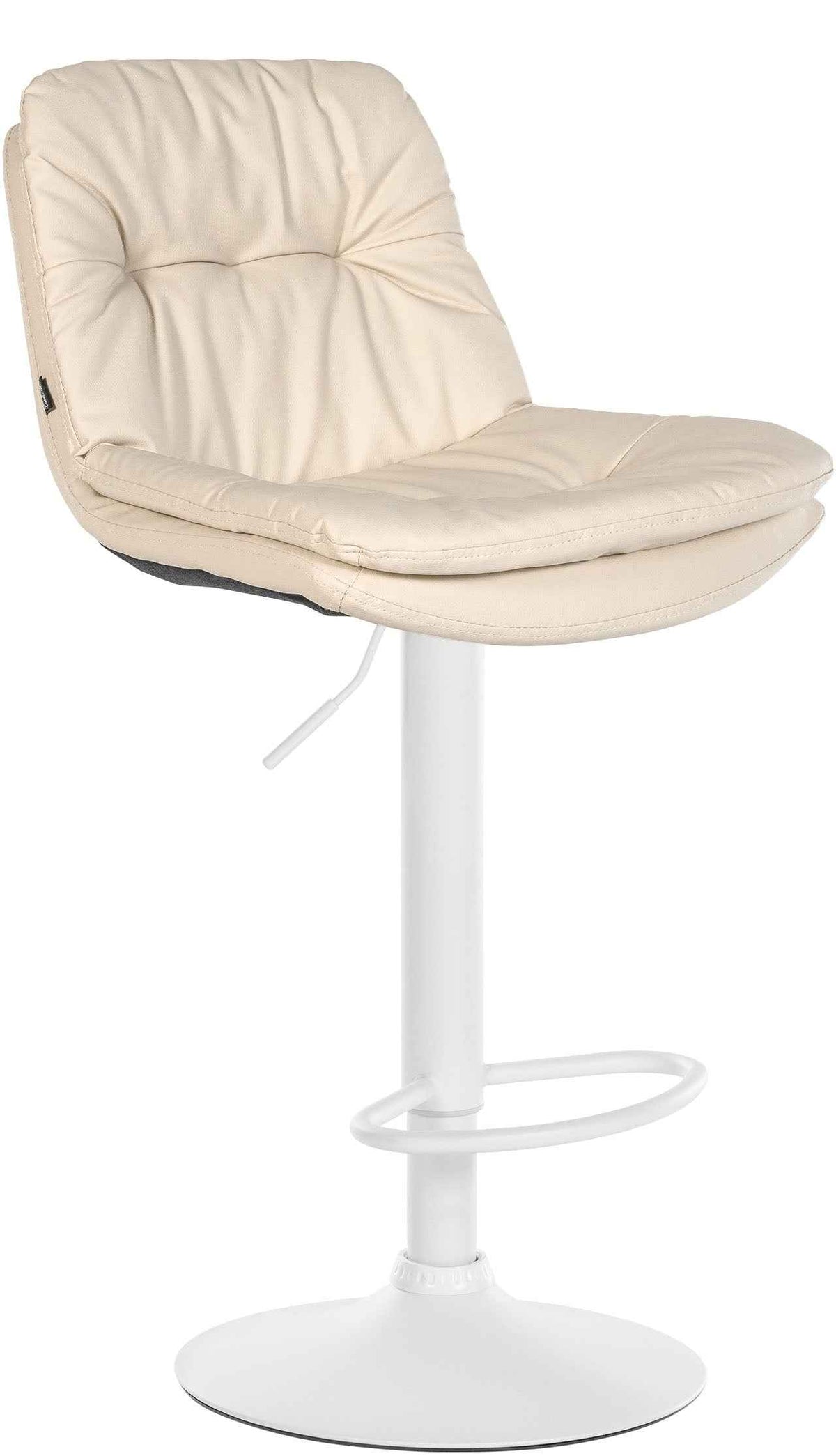 Barkruk Laurel kunstleer creme,Metaal mat wit creme