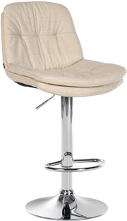 Barkruk Laurel stof creme,Metaal in chroomoptiek creme