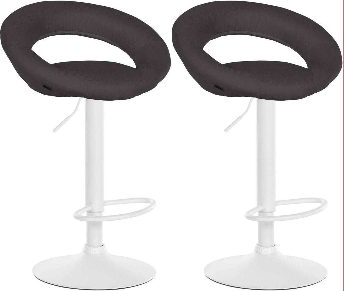 Set van 2 Barkrukken Olinda Stof donkergrijs,wit dunkelgrau