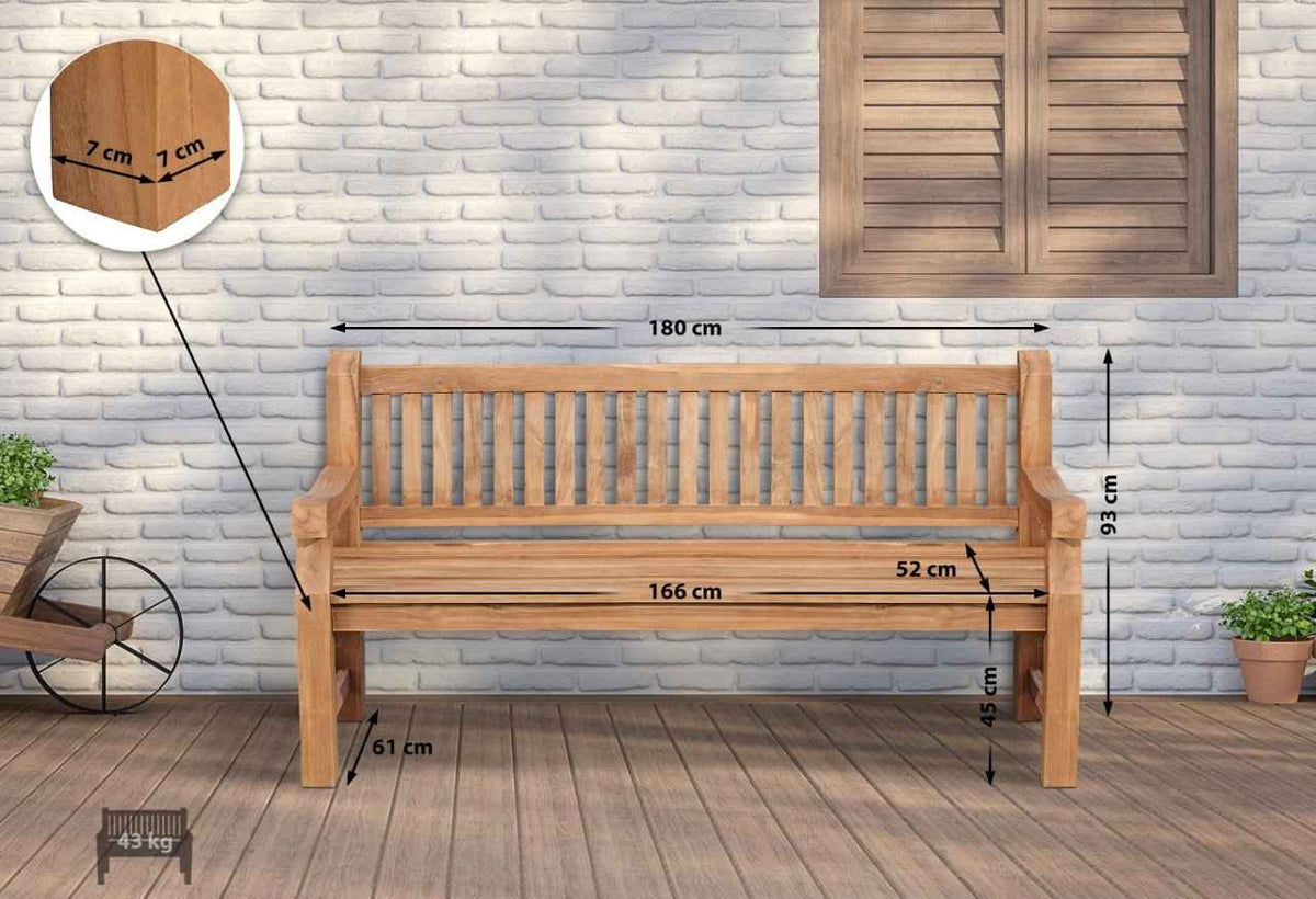 Teakbank Jackson V2 teak,180 cm teak